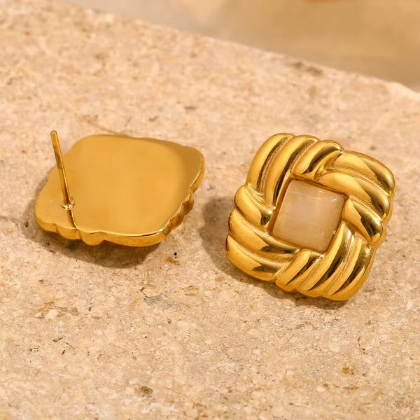 Golden Grid Earrings