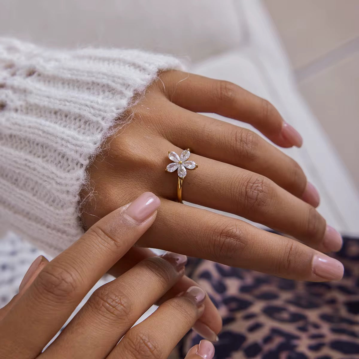 Blooming Crystal Petal Ring