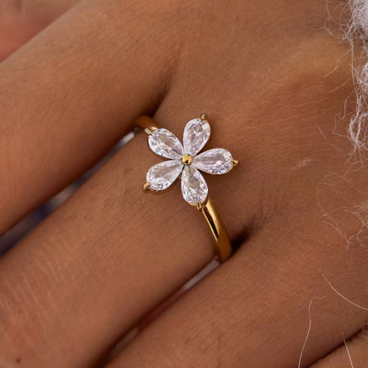 Blooming Crystal Petal Ring